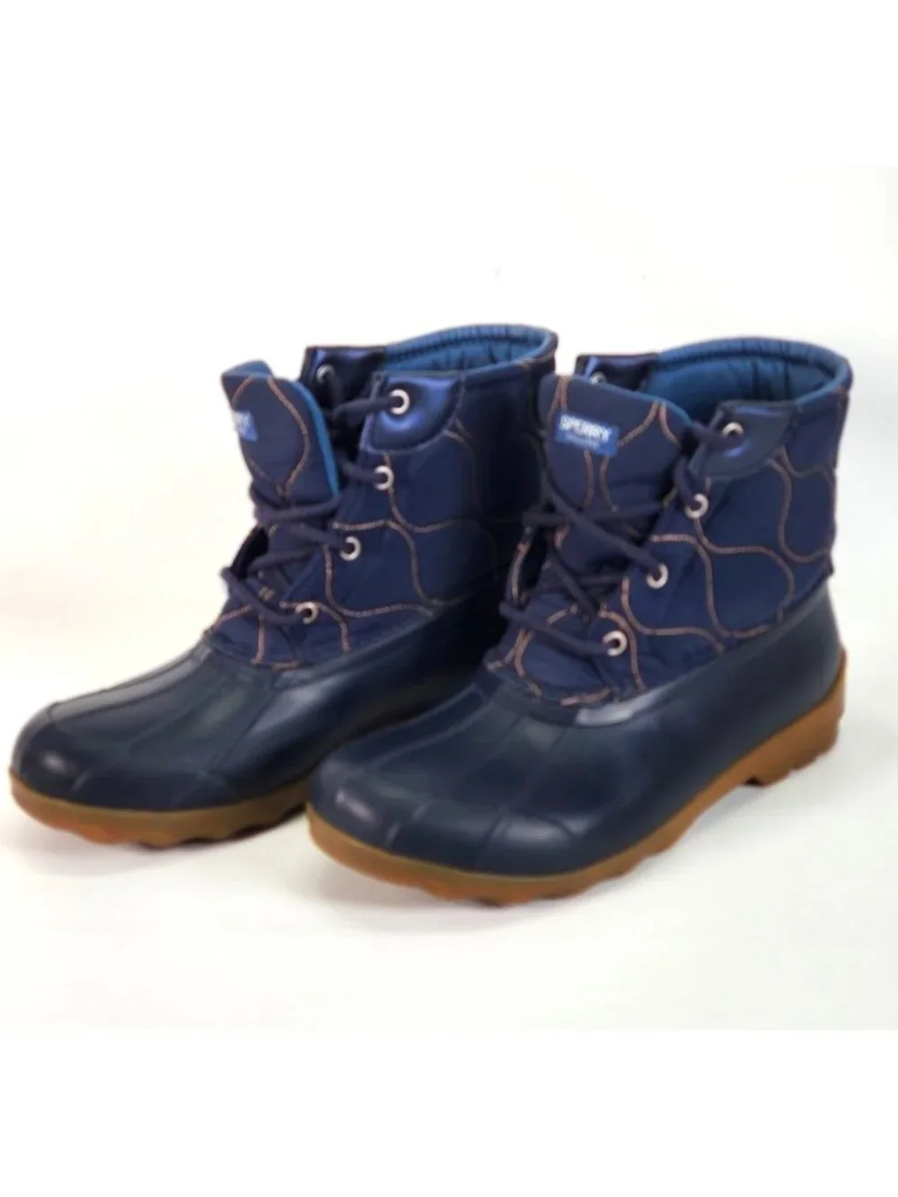 Sperry Girl's Blue Fabric/ Rubber Port Duck Waterproof Boots Size 5M 1346
